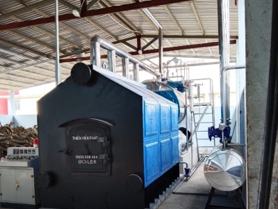 Lò Hơi 2 Tấn Đốt Củi  Buồng Đốt Phụ Lắp Đặt Tại Nhà Máy Bún, Phở Ở KCN Tân Phú Trung Củ Chi.