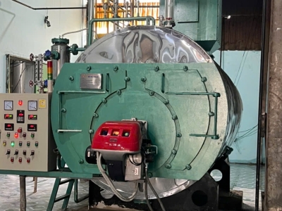 Lò hơi 1500kg đốt dầu DO lắp đặt tại Tây Ninh phục vụ sản suất bánh tráng
